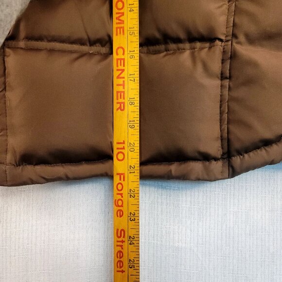 Good Goose Puffer Vest Goose Down Feather Medium Zip Pockets Brown Powder Blue - Picture 12 of 12